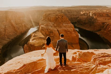 Brittany and Beau’s elopement was a stunning day with just the two of them! Neither of them was really tied to the tradition of a wedding. Between the gorgeous reds and oranges of arizona to the water element of Lake Powell and Horseshoe Bend, their locations were incredible backdrops for their elopement. elopement, elopement ideas, how to elope, elopement planning, small weddings, destination weddings Rent Wedding Dress, Under Canvas, Elopement Planning, How To Elope, Small Weddings, Phoenix Wedding, Lake Powell, Water Element, Elopement Ideas