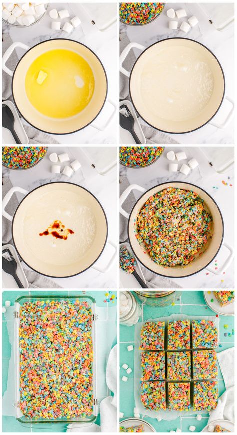 Rice Krispie Fruity Pebbles Treats, Rice Krispie Treats Fruity Pebbles, Fruity Pepples Rice Krispies Recipe, Fun Rice Crispy Treat Ideas, Rice Krispie Treats With Fruity Pebbles, Fruity Pebble Rice Crispy Treats, Fruit Pebbles Rice Crispy Treats, Fruity Pebbles Dessert, Fruity Pebbles Recipes