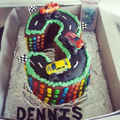 Number 3 Monster Truck Cake, Monster Truck Cake, Diy Monsters, Black Fondant, Trendy Food, Truck Cakes, Monster Truck Party, Food Truck Design, Truck Party