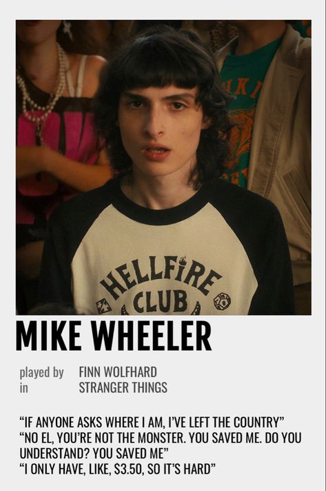 Stranger Things Characters Poster, Stranger Things Character Posters, Stranger Things Wall, Character Posters, Mike Wheeler, Character Poster, Duffer Brothers, Character Cards, Stranger Things Poster