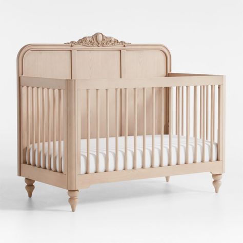 Lennox Carved Wood Convertible Baby Crib with Toddler Bed Rail by Leanne Ford | Crate & Kids Intricate Woodwork, Toddler Bed Rail, Kids Armoire, Striped Nursery, Girly Nursery, Bed Rails For Toddlers, Baby Cribs Convertible, Baby Crib Mattress, Nursery Glider