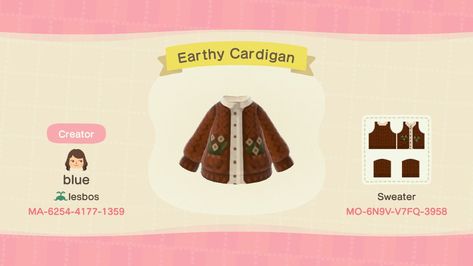 Acnh Cardigans Code, Animal Crossing Cardigan, Acnh Mens Clothes Codes, Acnh Shirt Designs, Acnh Codes Clothes, Acnh Clothes Design Id, Cardigan With Flowers, Ac Codes, Acnh Paths