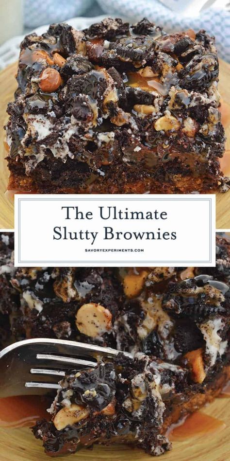 Easy Desserts With Cookie Dough, 6 Layer Caramel Brownie, Brownie Deserts Ideas, Yummly.com Recipes, Birthday Treats For Adults, Dessert With Chocolate Chips, Sluttier Brownies, Gameday Desserts, Brownies Video