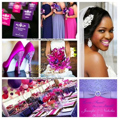 This is one of our favorite wedding color scheme featuring three beautiful colors, purple, lavender and hot pink! These colors are timeless and by far one of the most used color combination last year!... Nigerian Wedding Colors, Purple And Pink Wedding, Pink Indian Wedding, Lavender Wedding Colors, Fuschia Wedding, Wedding Color Scheme, Wedding Colors Red, Wedding Colors Purple, African American Weddings