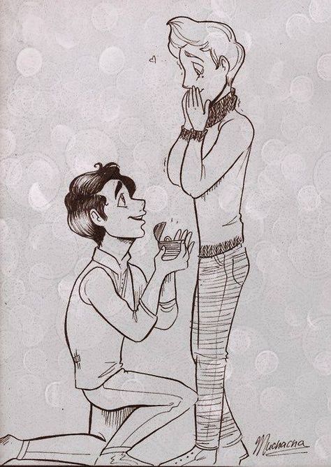 <3 Propose Drawing, Anime Marriage, Proposal Drawing, Kurt Hummel, Arte Indie, Cute Couple Comics, Anime Expo, Chris Colfer, Marriage Proposal