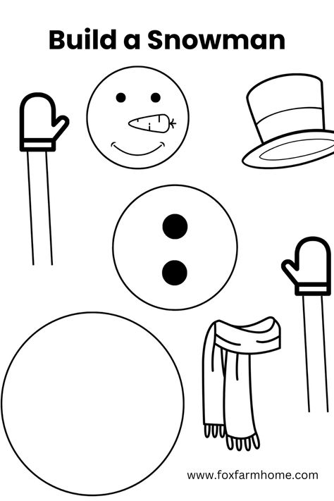 Kids will have a lot of fun with this build a snowman free printable activity! Use the snowman coloring page to color your snowman as creatively as you would like and then cut him out and have fun putting him together.  This is a fun winter activity for preschoolers! Snowman Week Preschool, Snowman Toddler Crafts, Cold Weather Toddler Activities, Welcome Back Preschool Activities, Winter Preschool Activities Lesson Plans, Preschool Snowman Activities, Kid Winter Crafts, Winter Weather Activities Preschool, Snowman Cutout Printable