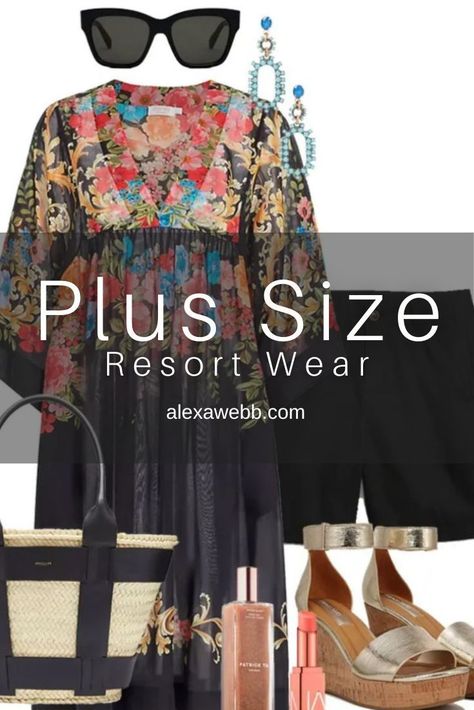 Some more plus size resort wear for you in case you’re wintering in warmer weather.Or maybe you’re just lucky and live in a warm climate.Regardless, here is some more cute swimwear for you. Plus Size Pool Party Outfit, Plus Size Resort Wear Outfits, Resort Wear Outfits, Elegant Plus Size Outfits, Plus Size Resort Wear, Cute Swimwear, Black Chino Shorts, Elegant Swimwear, Pool Party Outfits