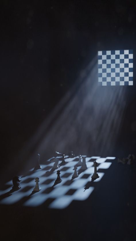 Chess Light Rays, KubaStepnowski on ArtStation at https://www.artstation.com/artwork/JeXYZm Teaser Poster Design Ideas, Chess Artwork, Chess Wallpaper, Shadow Poster, Chess Aesthetic, Chess Poster, Church Lobby Design, Chess Photography, Film Lighting