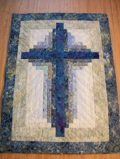 Log Cabin Cross Quilt, Cross Quilt Pattern, Cross Quilts, Church Banners Designs, Cross Wall Hanging, Log Cabin Quilt Blocks, Log Cabin Quilt Pattern, Stained Glass Quilt, Cross Quilt