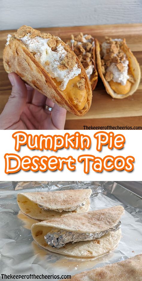 Pumpkin Pizza Dessert, Pumpkin Cheesecake Tacos, Cinnamon Pumpkin Pie Recipe, Halloween Pumpkin Pie Ideas, Pumpkin Pie Dessert Tacos, Pumpkin Pie Taco, Pumpkin Pie Tacos Recipe, Pumpkin Pie Tacos, Dessert Tacos Recipes