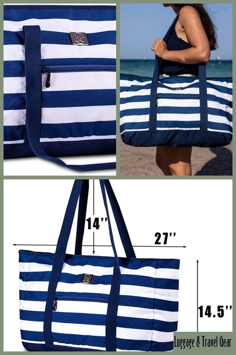 Nylon lining Zipper closure ✅ THE BEST LARGE BEACH BAG FOR A GREAT VACATION: This zippered tote beach bag will be your best friend while packing for a day at the beach or poolside. Thanks to its great storage capacities and convenient size this bag allows you to store all your summer essentials in one spacious and stylish bag that you will... #Amazon. Amazon Affiliate link #extra #large #beach #bag #zipper #xxl #tote #pockets #dark #navy #clothing #shoes #amp #jewelry Best Travel Tote, Extra Large Beach Bag, Oversized Beach Bags, Sewn Gifts, Beach Bag Pattern, Navy Clothing, Large Beach Bag, Bags Patterns, Large Beach Bags