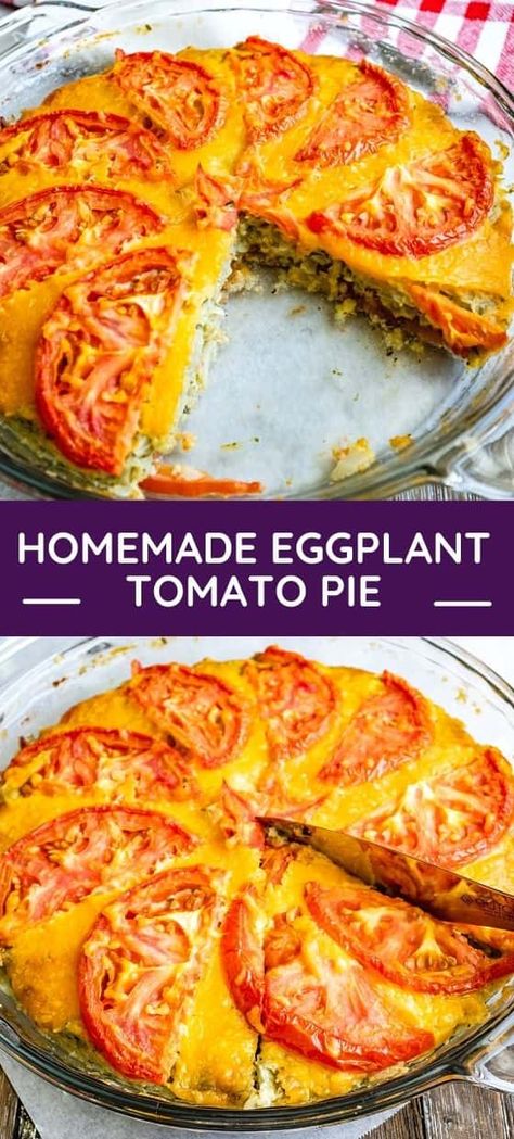 Eggplant Tomato Pie Eggplant Tomato Pie Recipe, Eggplant Pie, Baked Eggplant Recipes, Tomato Pie Recipe, Eggplant Recipes Easy, Flank Steak Recipes, Tomato Dishes, Savory Pies, Eggplant Dishes