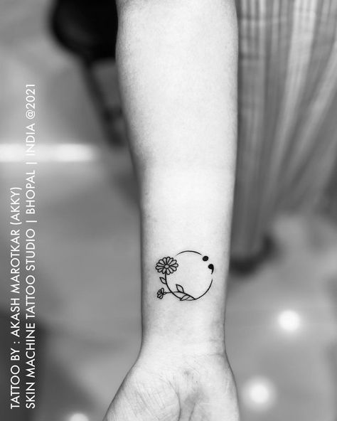 Minimalistic Tatoos, Flower Semi Colon, Small Semicolon Tattoo, Tattoos Semicolon, Tattoo Simplistic, Semi Colon Tattoo, Colon Tattoo, Husband Tattoo, Tattoo Health