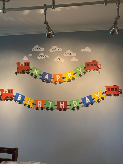 Baby Birthday Decorations, Train Theme, Cars Theme Birthday Party, Baby Balloon, Happy Birthday Baby, Banner Birthday, Train Birthday, Car Themes, Diy Birthday Decorations