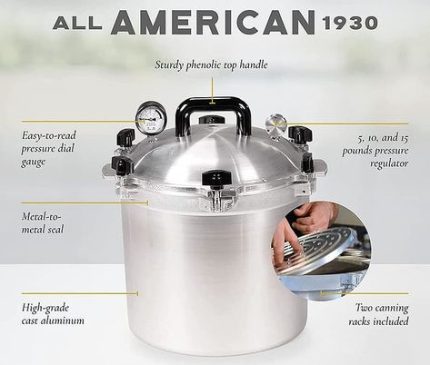 All American 921 Pressure Canner Review » LeelaLicious Flat Top Stove, Canning Pressure Cooker, Canning Rack, Electric Stoves, Stovetop Pressure Cooker, Pressure Cooking Recipes, Low Acid Recipes, Best Pressure Cooker, Pressure Canner