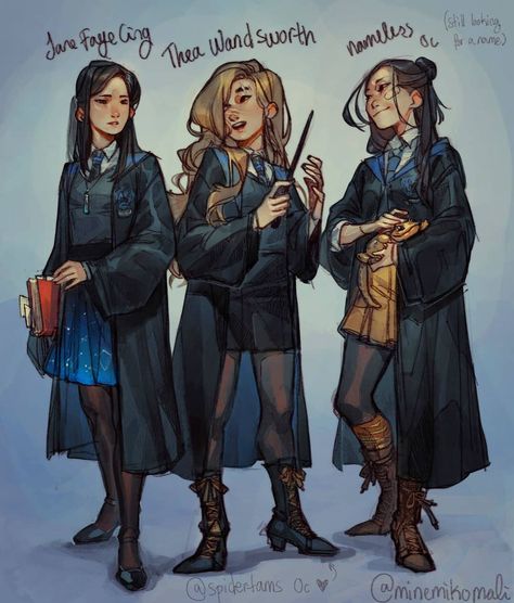 MinemikoMali on Instagram: “HP Ocs 🌱 I felt the urge to draw @spidertams baby Thea because her designs are flawless and super charismatic and I couldn't stop myself.…” Harry Potter Oc, Harry Potter Outfits, Ravenclaw, Hogwarts, Harry Potter, Deviantart, Instagram, Art