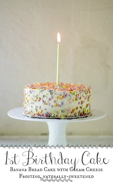 Baby 1st Birthday Cake, Healthy Smash Cake, Healthy Birthday Cakes, Smash Cake Recipes, Natural Sprinkles, Banana Bread Cake, Delicious Banana Bread, Baby Cake Smash, Rhubarb Cake