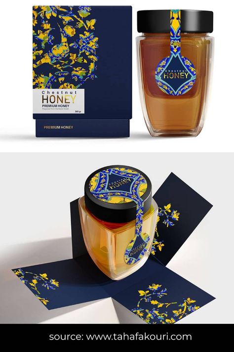 Chestnut Honey Box Packaging Design Honey Box Packaging, Iranian Motifs, Honey Label Design Ideas, Honey Packaging Design, Honey Branding, Honey Business, Label Design Ideas, Honey Label Design, Chestnut Honey