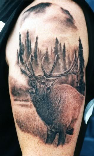 Hunting Tattoo Designs for Men | 20 Great Hunting Tattoos Deer Hunting Tattoos, Buck Tattoo, Tattoo Room, Deer Tattoos, Elk Tattoo, Deer Tattoo Designs, Stag Tattoo, Wildlife Tattoo, Hunting Tattoos