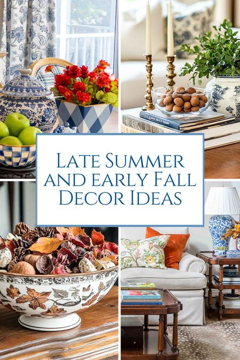 Transform your home with these vibrant August decoration ideas from Worthing Court Blog! Discover fresh and creative ways to welcome the late summer season with stylish decor tips that are easy to implement. Perfect for adding a touch of warmth and charm to your living spaces. Cozy Summer Decor, Late Summer Mantle Decor, September House Decor, End Of Summer Decorating Ideas, Fall Decorating Ideas 2024, September Fall Decor, August Home Decor, Late Summer Porch Decor, September Decorations Home