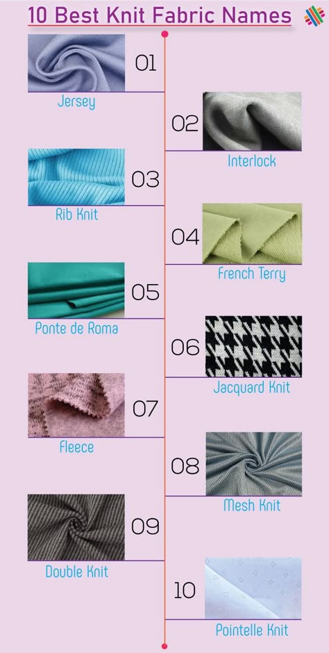 Top 10 Knit Fabric Names for Your Favorite Clothing Item - Textile Apex Hijab Fabric Name, All Fabric With Name, Fabric Types And Uses, Types Of Fabrics And Their Names, Fabrics Names List, Material Names, Fabric Knowledge, Clothing Fabric Patterns, English Connection