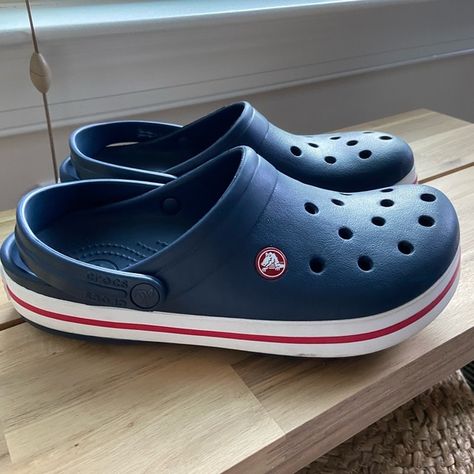 Crocs Navy Blue Blue Crocs Outfit, Crocs Outfit Summer, Navy Crocs, Navy Blue Crocs, Crocs Outfit, Blue Crocs, Disney Olaf, Shoes Crocs, Women's Crocs