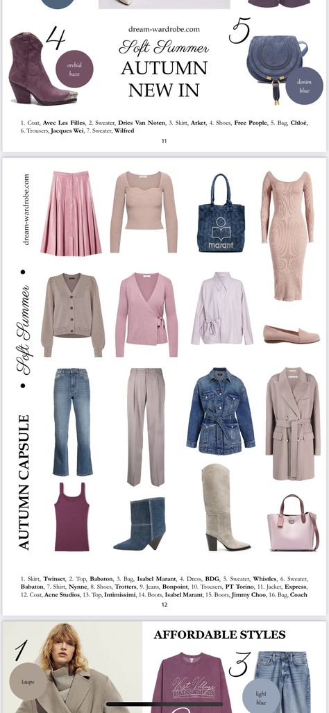 Soft Summer Christmas Outfit, Soft Summer Office Outfit, Soft Summer Wardrobe Basics, Soft Summer Summer Outfits, Soft Summer Shoes, Soft Summer Work Outfits, Soft Summer Examples, Soft Summer Palette Outfits, Dusty Soft Summer