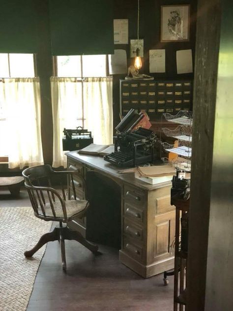 1980s Study Room, Vintage Doctors Office, Old Fashioned Office, Vintage Office Aesthetic, 1930s Office, 1940s Office, 1920s Office, Detective Investigation, Vintage Office Space