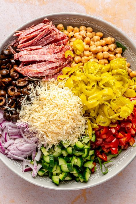 Italian Chopped Salad - Fed & Fit Healthy Chopped Salad Recipes, Chopped Italian Salad, Salad Chopped, Italian Vinaigrette, Chop Salad, Chopped Salads, Pork Casserole, Chopped Salad Recipes, Italian Chopped Salad