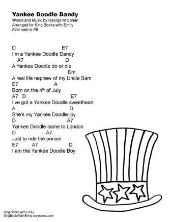 Yankee Doodle Dandy, an Illustrated Song | Sing Books with Emily, the Blog Yankee Doodle Dandy, Content Words, Yankee Doodle, James Cagney, Do Or Die, Ukulele Songs, Ukulele Chords, July 4, Chorus