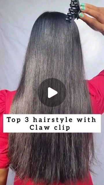 Hair Claws Aesthetic, Simple Clip Hairstyles, Indo Western Hairstyles, 3 Ponytail Hairstyle, Western Hairstyles, Claw Clip Ponytail, Claw Clip Hairstyle, Clip Hairstyle, Traditional Hairstyle