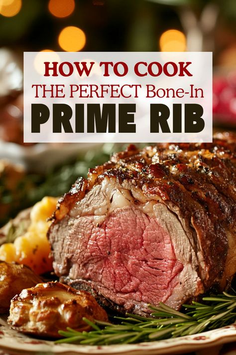 Bone In Prime Rib Roast, Prime Rib Roast Recipe Bone In, Bone In Prime Rib, Holiday Prime Rib Roast, Prime Rib Recipe Easy, Best Prime Rib Recipe, Cooking Prime Rib Roast, Best Prime Rib, Easy Ribs