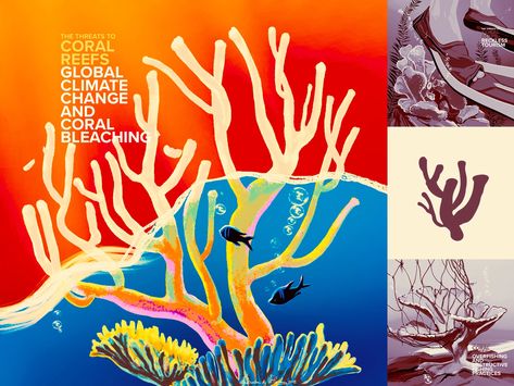 Coral Reef Bleaching, Ocean Projects, Artificial Reef, Coral Bleaching, Coral Reefs, Design Graphique, Coral Reef, Children Illustration, Aesthetic Art