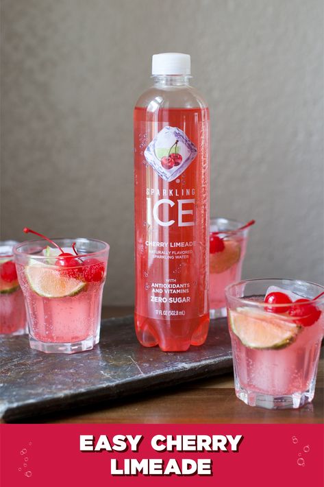 Sparkling Ice Cocktails, Cherry Limeade Cocktail, Limeade Cocktail, Sparkling Water Cocktail, Ice Cocktails, Low Carb Alcoholic Drinks, Cocktail With Gin, Digital Assistant, Iced Drinks Recipes