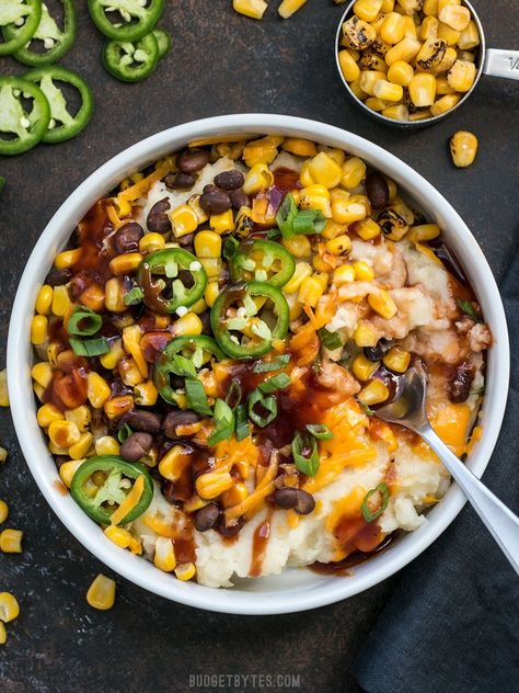 Spicy Tempeh, Mashed Potato Bowls, Vegan Grill, Potato Bowls, Potato Bowl, Loaded Mashed Potatoes, Vegan Ramen, Budget Bytes, With Mashed Potatoes