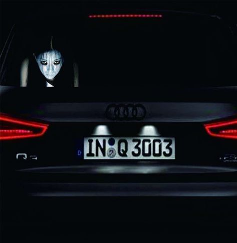 Reflective Scary Face Decal For Rear Windows ($13.99) Car Decals Unique, Female Ghost, Rear Window Decals, Stick Figure Family, Family Decals, Scary Faces, Unique Cars, Logo Design Creative, High Beam