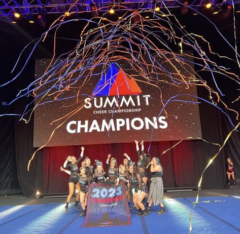 Summit Champion Cheer, The Summit Cheer, All Star Cheer Aesthetic, Cheer Summit, Cheer Vibes, Summit Stage, Summit Cheer, Cheer Goals, Cheer Moves