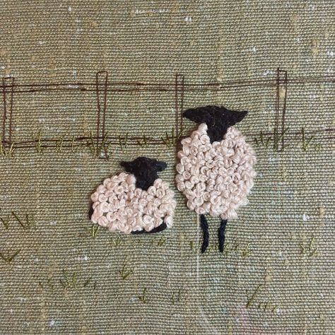 Sheep Embroidery French Knots, Lamb Embroidery Pattern, Embroidery Sheep Pattern, Sheep Embroidery Design, Lamb Embroidery, Embroidered Sheep, French Knots Embroidery, Sheep Embroidery, Knots Embroidery