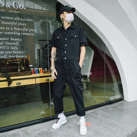 New Fashion Jumpsuit Men Rompers One Piece Overalls Mens Short Sleeve Casual Punk Rock Denim Pants Male Clothing Plus Size - Casual Pants - AliExpress Mens Jumpsuit, Romper Men, Casual Punk, Pants Male, Male Clothing, Jumpsuit Men, Clothing Plus Size, Jumpsuit Fashion, Plus Size Casual