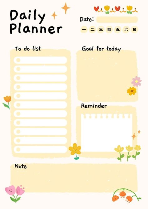 Planer Organisation, Day Planner Template, Cute Daily Planner, Daily Planner Design, Daily Planner Printables Free, Daily Routine Planner, Study Planner Printable, Daily Planner Pages, Routine Planner