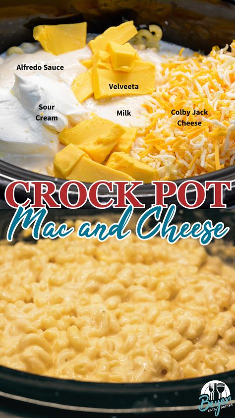 This Crock Pot Mac and Cheese is the ultimate comfort food made easy! Creamy, cheesy, and perfect for feeding a crowd, it’s a no-fuss recipe that’s ideal for weeknight dinners, holidays, or potlucks. Just toss the ingredients in your slow cooker, and let it do the work!  Save this recipe for a guaranteed family favorite!  #CrockPotMacAndCheese #SlowCookerRecipes #MacAndCheeseLovers #ComfortFood #EasyDinnerIdeas #PotluckRecipe #CheesyGoodness Homemade Mac And Cheese Recipe Crockpot Velveeta Crock Pot, Homemade Macaroni And Cheese Crockpot, Crockpot Mac And Cheese Recipe No Boil, Slow Cooker Mac And Cheese Recipe, Mac And Cheese Crockpot Easy, Crock Pot Mac And Cheese Recipe, Crockpot Mac And Cheese Recipe Velveeta, Crock Pot Mac And Cheese Easy, Crockpot Sides For A Crowd