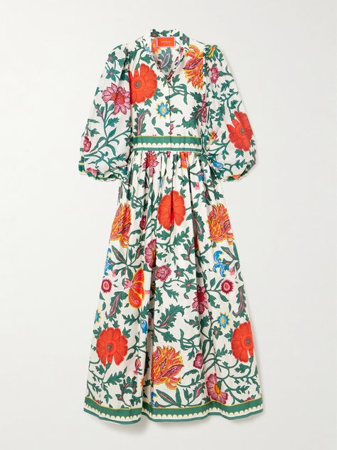 EXCLUSIVE AT NET-A-PORTER. Aptly named, La DoubleJ's 'Portofino' dress will instantly transport you to the Italian coast. It's cut from crisp cotton-poplin with voluminous balloon sleeves and a gathered midi skirt. The colorful floral print calls for tonal accessories. Boden Womens Dresses, Fall Dressing, Italian Coast, Spring Florals, Flat Dress Shoes, Orlebar Brown, Boden Dress, Italian Colors, Dress Flats