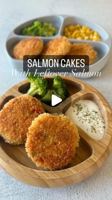 Lily Payen • Easy BLW & Toddler Recipes on Instagram: "Turn leftover salmon into these easy salmon cakes🍣
They’re crispy on the outside and soft and tender on the inside and are one of my favorite ways to serve up salmon in a different way. If your little one isn’t the biggest fan of salmon, you gotta try these little savory cakes!

Comment “recipe” down below to get the recipe sent straight to your DMs💌 or grab it from my profile linked above and let me know if you try them out!

#toddlerfood #todderrecipes #babyledweaning #babyledweaningrecipes #toddlerlunch #blwlunch #toddlermeals" Salmon For Toddlers, Salmon Toddler Recipe, Salmon Recipe For Kids, Salmon For Baby, Easy Salmon Cakes, Salmon Noodles, Salmon Sandwich, Leftover Salmon, Baby Led Weaning Recipes