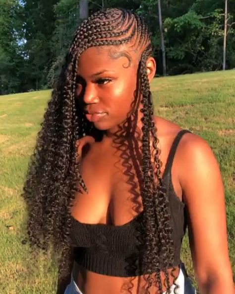 Two Color Braids Black Women, Lemonade Braids With Curly Hair, Fearlessly Authentic, Lemonade Braids Hairstyles, Lemonade Braids, Goddess Braids Hairstyles, Cute Braided Hairstyles, Braided Cornrow Hairstyles, Hair Braid Videos