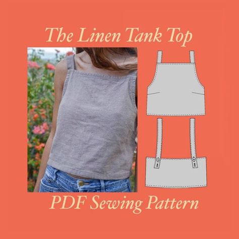 Linen Sewing Patterns, Halter Top Sewing Pattern, Top Pattern Sewing, Tank Top Sewing Pattern, Old Dress, Tank Top Pattern, Shirt Sewing Pattern, Top Sewing, Linen Tank Top