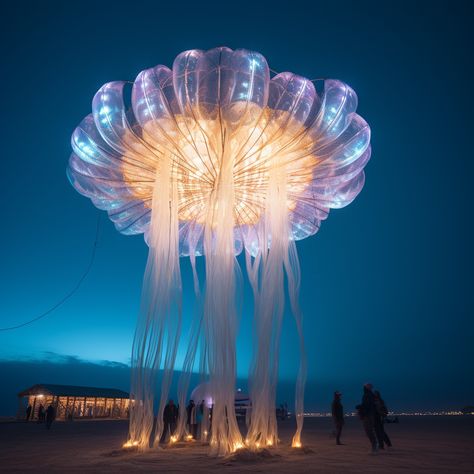 Burning Man Installation, Jellyfish Installation, Concert Design, Art Assignments, Eco Life, Lighthouse Art, Stylist Tattoos, Construction Drawings, Beach Bar