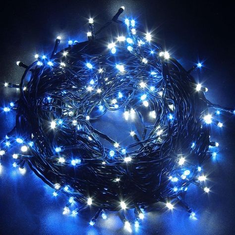 Fullbell 33ft Christmas LED Fairy Twinkle String lights 80 LEDs with Controller for Chirstmas Tree, Garden, Patio, Multi Strings Connectable(Black Wire)(Blue) : Patio, Lawn & Garden Holiday Decorations Blue Fairy Lights, String Fairy Lights, Christmas Light Installation, Led String Lights Outdoor, Christmas Fairy Lights, Yard Party, White String Lights, Outdoor Bedroom, Rope Lights