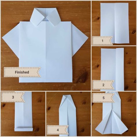 Paper Shirt, Origami Shirt, Shirt Card, Diy Father's Day Crafts, Origami Gifts, Diy Gifts For Dad, Folding Origami, Diy Father's Day Gifts, Father's Day Diy