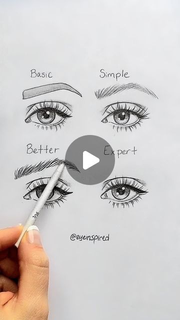 Cute Eyebrows Drawing, How To Draw Perfect Eyebrows, Eyebrow Pencil Drawing, How To Draw Beautiful Eyes, Tutorial On How To Draw Eyes, How To Paint Eyebrows, How To Make Eyebrows Drawing, How To Sketch Eyebrows, How Draw Eyebrows