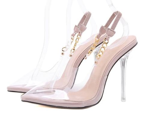 J. R. Styles.co on Instagram: “Transparent Chain Design Heels $66.99” Wedding Shoes Pumps, Clear High Heels, High Heel Dress Shoes, Heels Wedding, Basic Heels, High Heel Dress, Crystal Heels, Wedding Shoes Heels, Wedding Dress Shoes